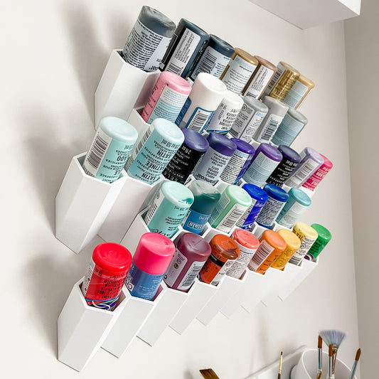 Wall Mounted Craft Paint Bottle Honeycomb Holder